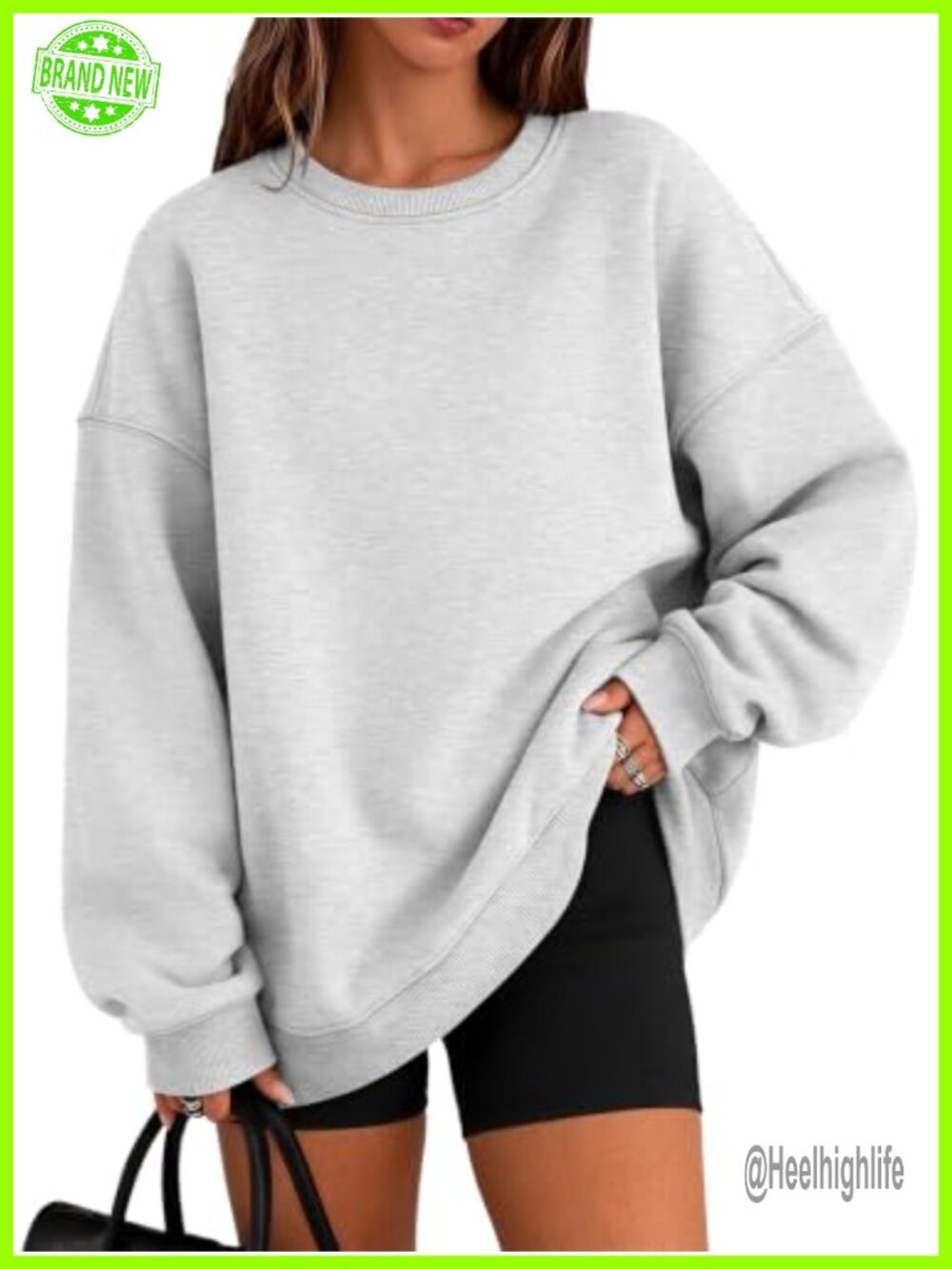Oversized Crewneck Sweatshirt Fleece Lined Pullover Casual Lounge